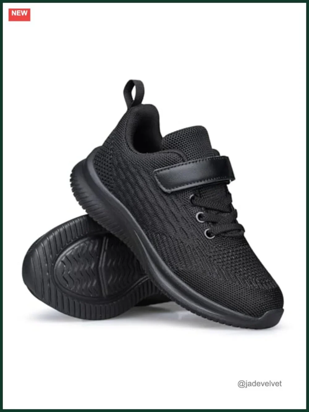 Unisex Kids Hook & Loop Sneakers Breathable Lightweight Running Shoes Non-Slip